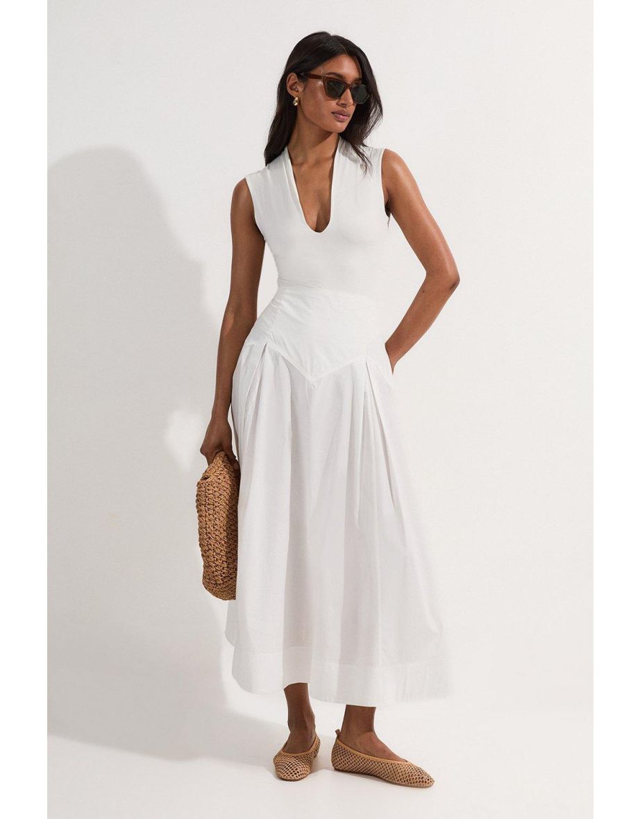 Cotton Woven Prom Skirt With Dropped Waist Detail