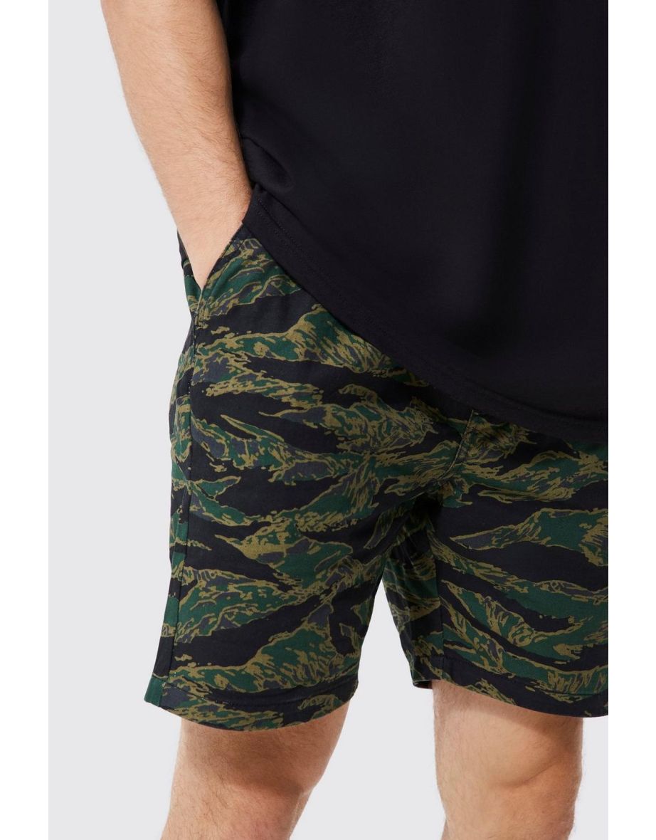 Tall Elastic Waist Comfort Leaf Camo Short Length - khaki - 2