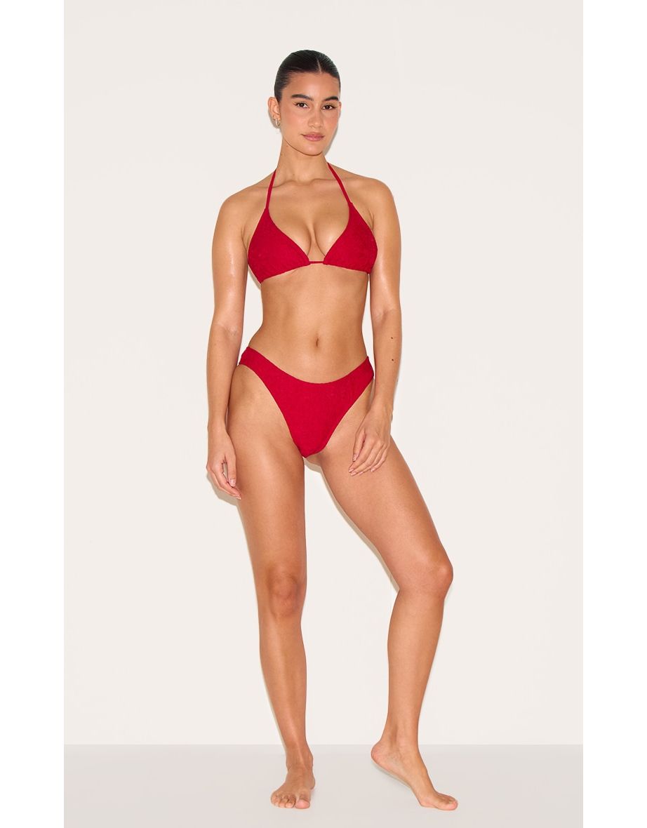 Red Lace Triangle Bikini Top