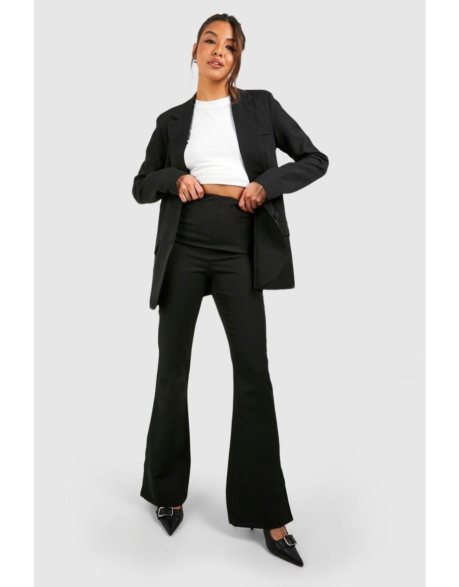Split Side Fit & Flare Tailored Trousers - black