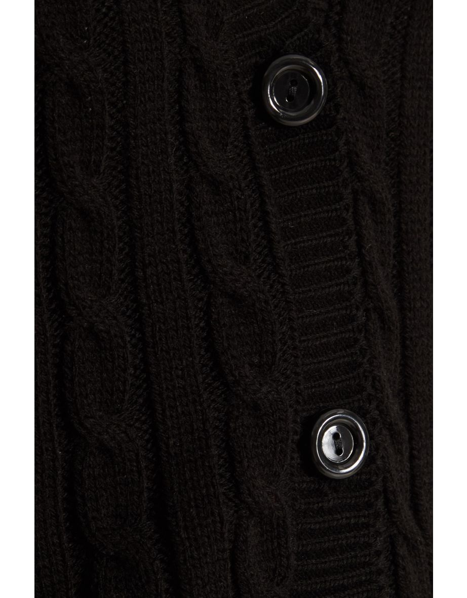 Black Cable Knit Cardigan - 2