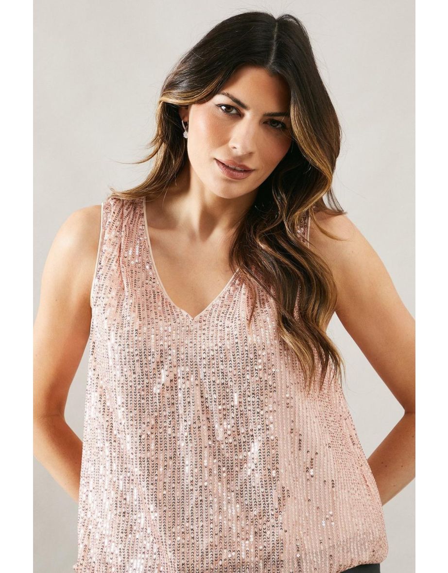 Sequin V Neck Tank top - 3