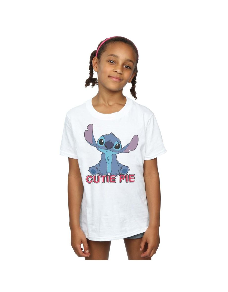 Disney Girls Lilo And Stitch Stitch Cutie Pie Cotton T-Shirt - White