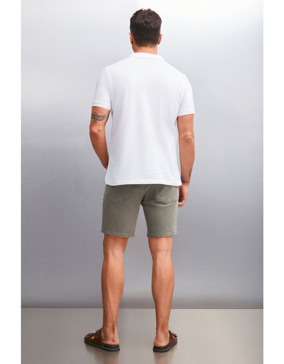 MARTEN Men 100% Cotton Short Sleeve Regular Fit White Polo Neck T-shirt - 5