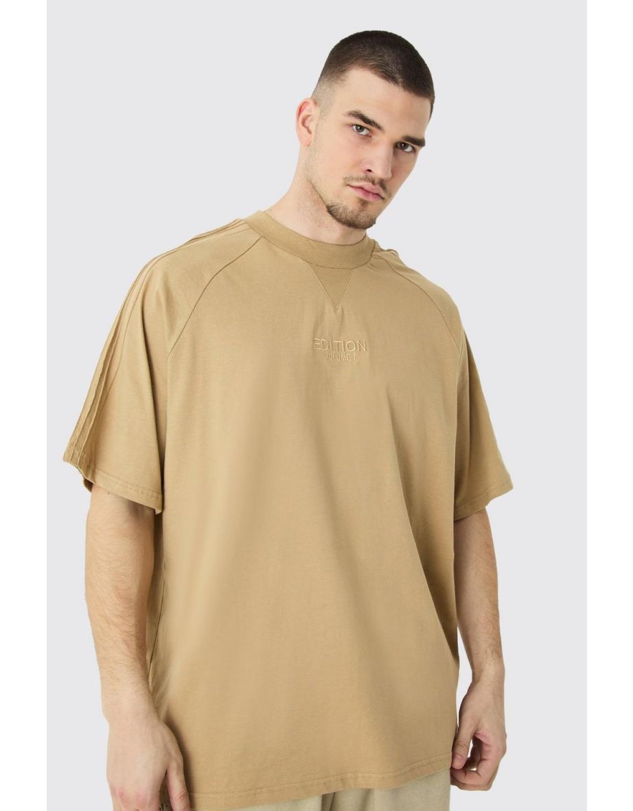 Tall EDITION Oversized Heavyweight Pin Tuck T-shirt - taupe