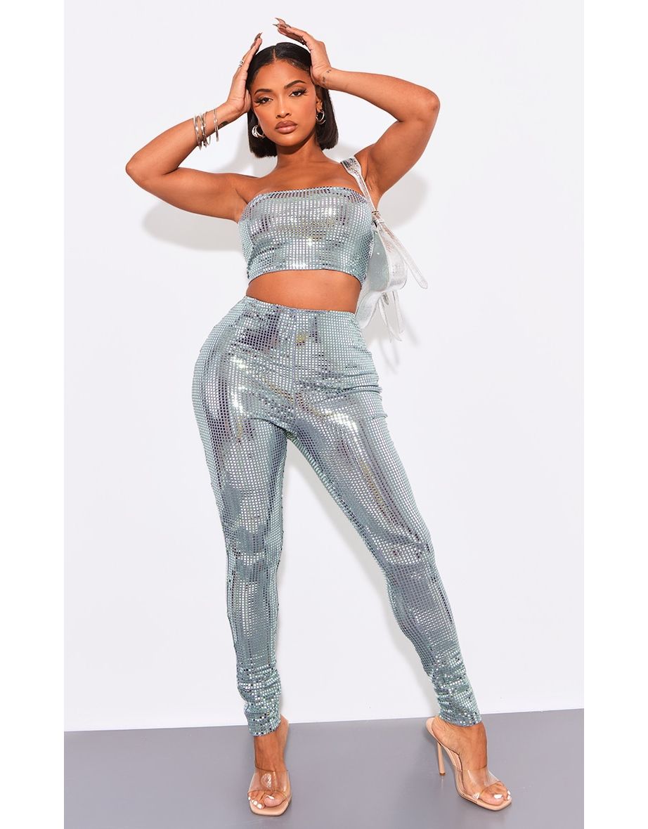 Shape Silver Mirrored Sequin Leggings