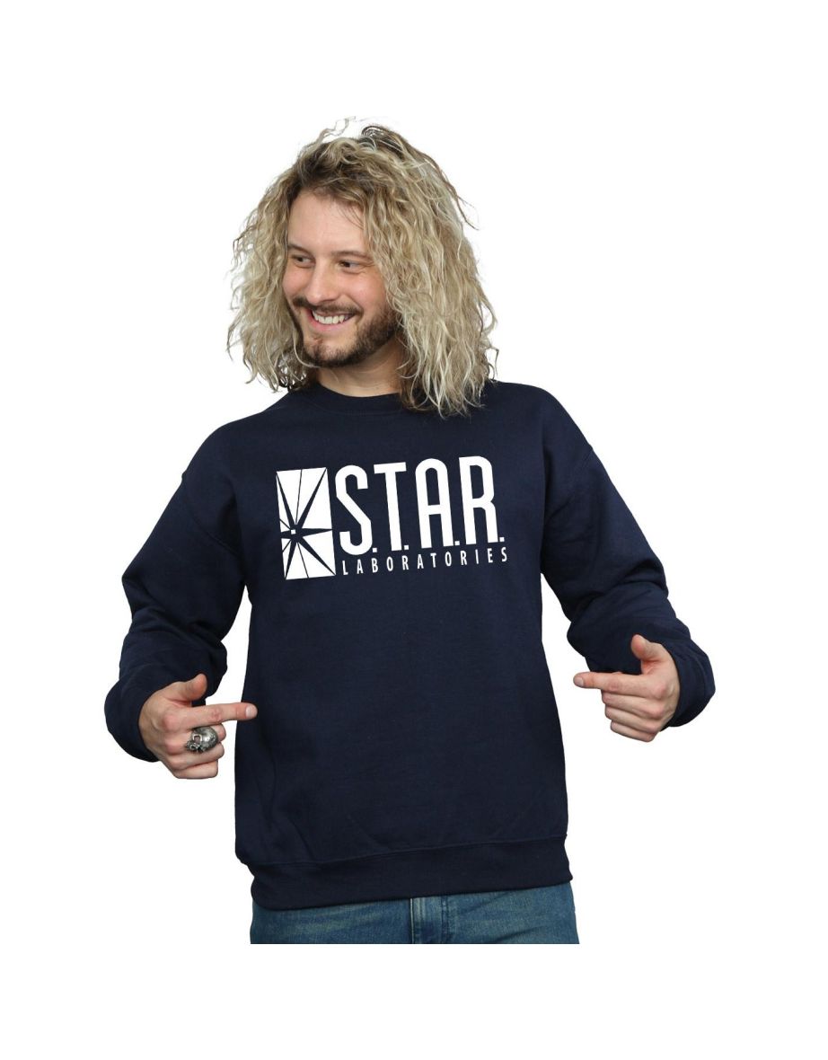 DC Comics Mens The Flash STAR Labs Sweatshirt - Navy Blue