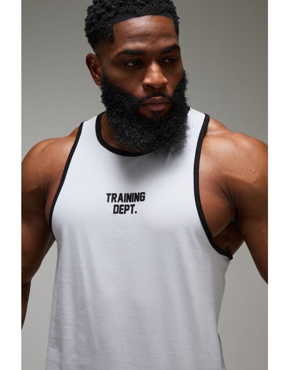 Man Active Training Dept Regular Fit  Ringer Stringer Vest - white - 2
