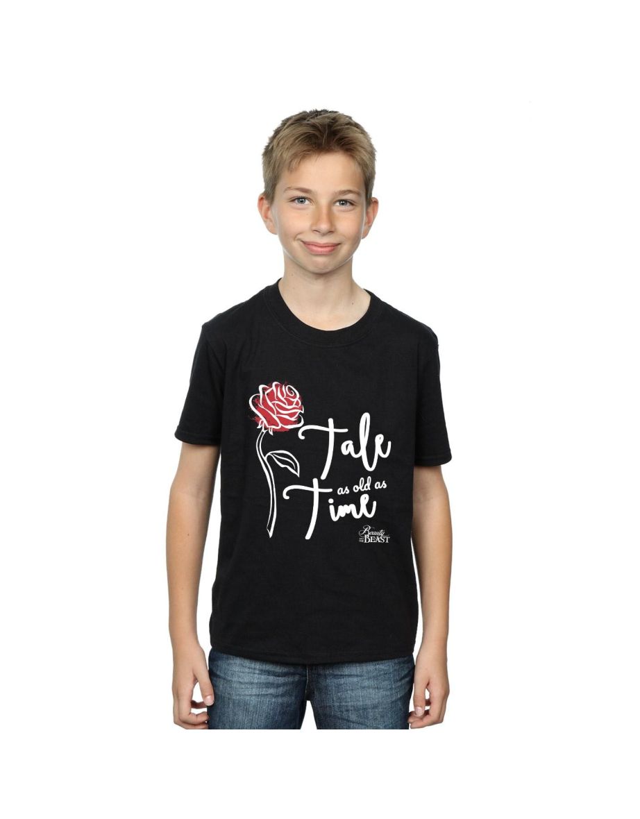 Disney Boys Tale As Old As Time Rose T-Shirt - Black