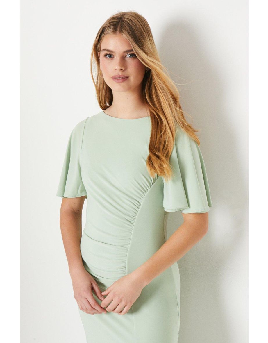 Debut London by Coast Angel Sleeve Twist Back Jersey Bridesmaid Dress - sage - 3