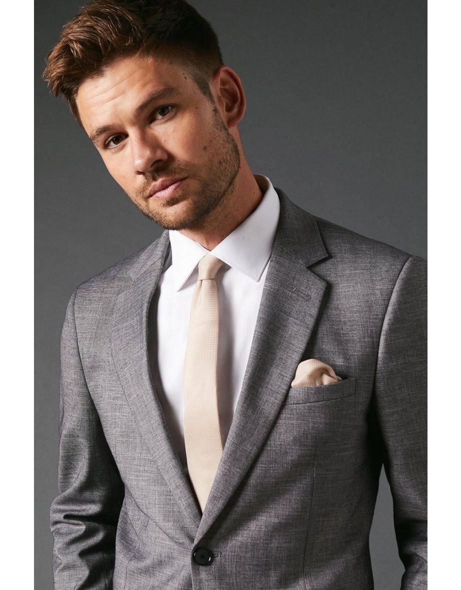 Champagne Textured Tie And Pocket Square