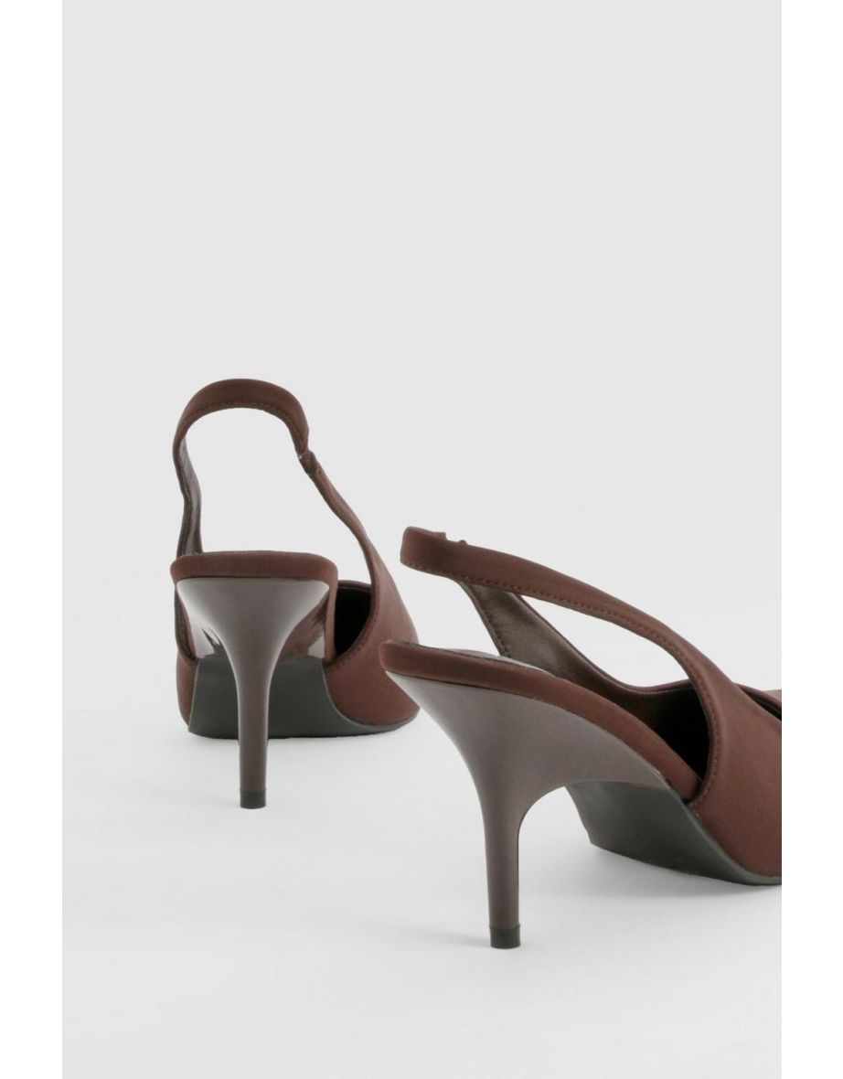 Curved Heel Slingback Court Shoes - chocolate - 3