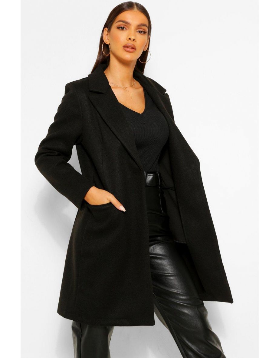 Tailored Wool Look Coat - black - 3