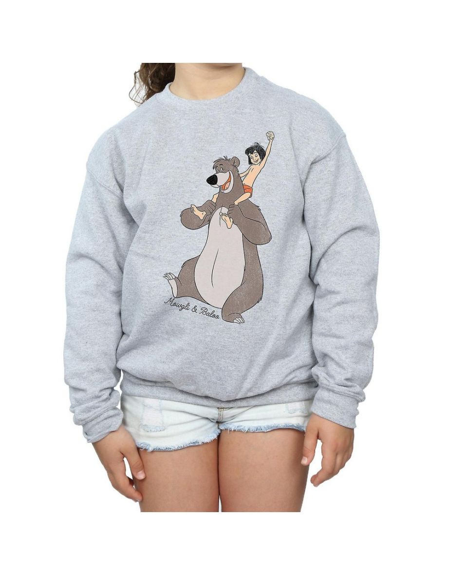 Jungle Book Girls Classic Mowgli And Baloo Sweatshirt - Sports Grey - 2