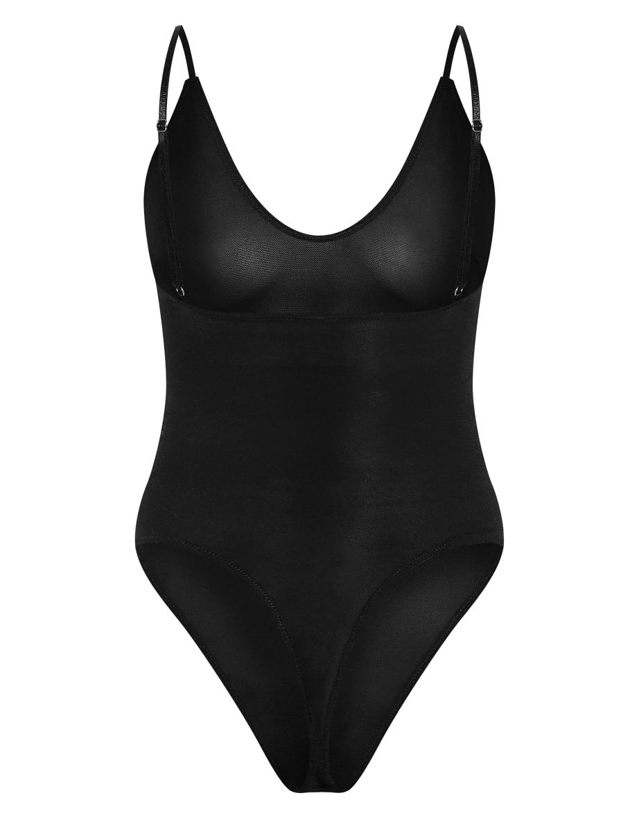 Black Power Mesh Shapewear Bodysuit - 5