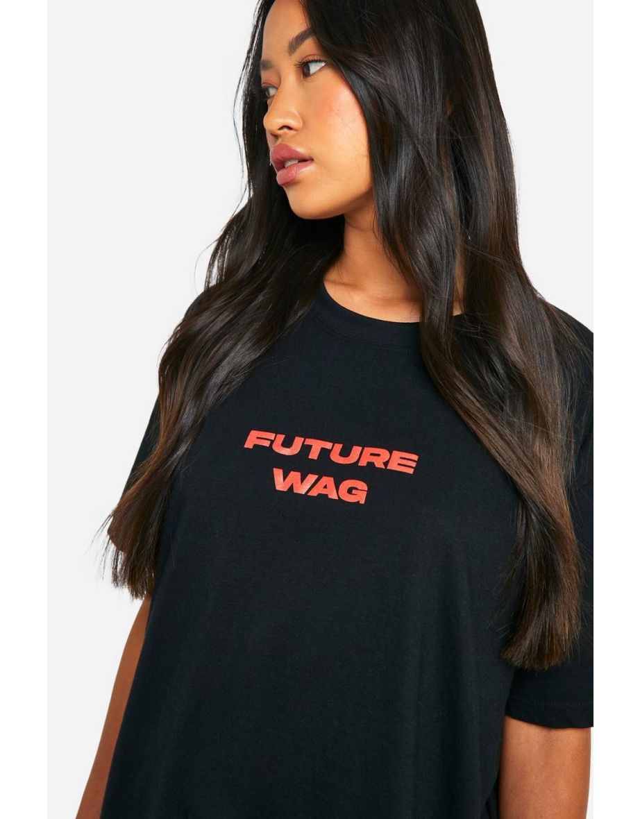 Future Wag Slogan Football Printed Ovesized T-shirt - black - 3