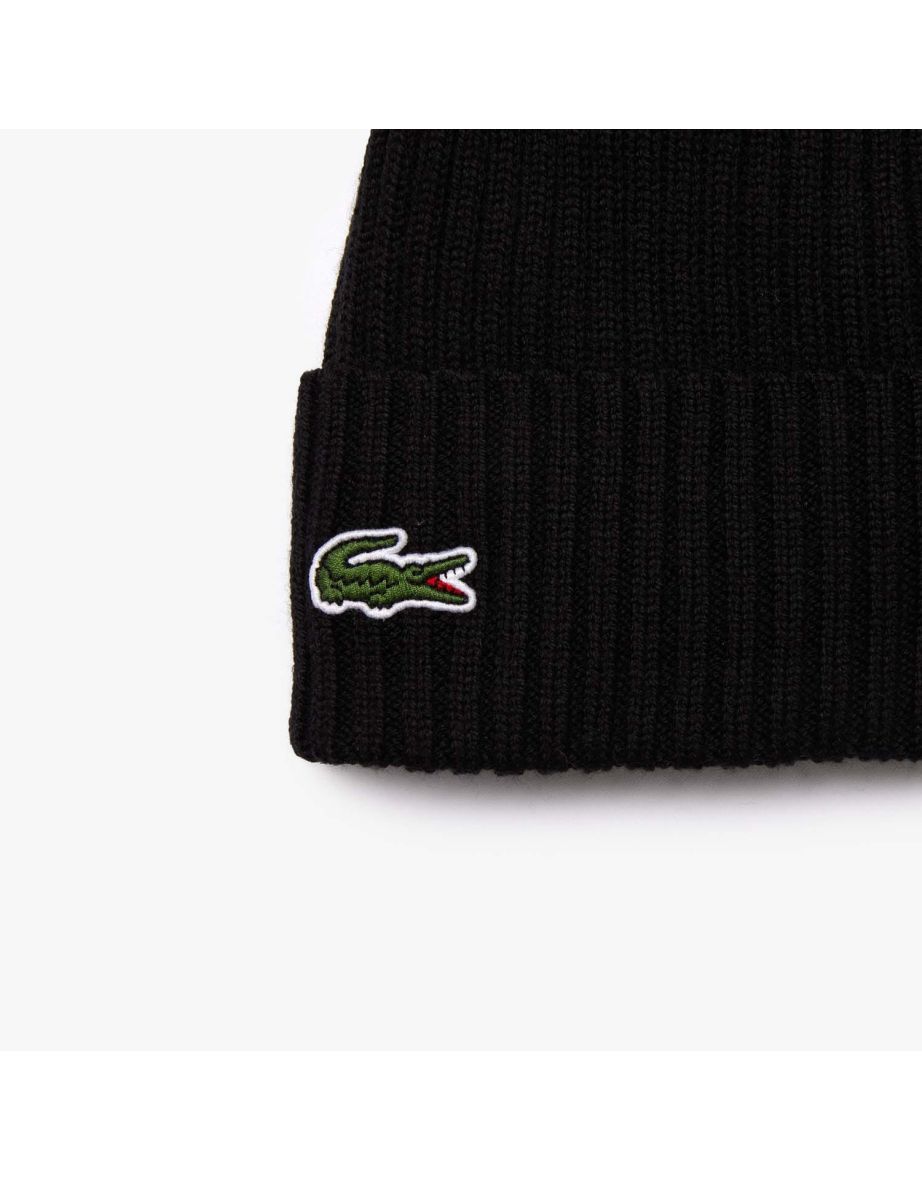 Accessories Lacoste Ribbed Beanie in Black - 1
