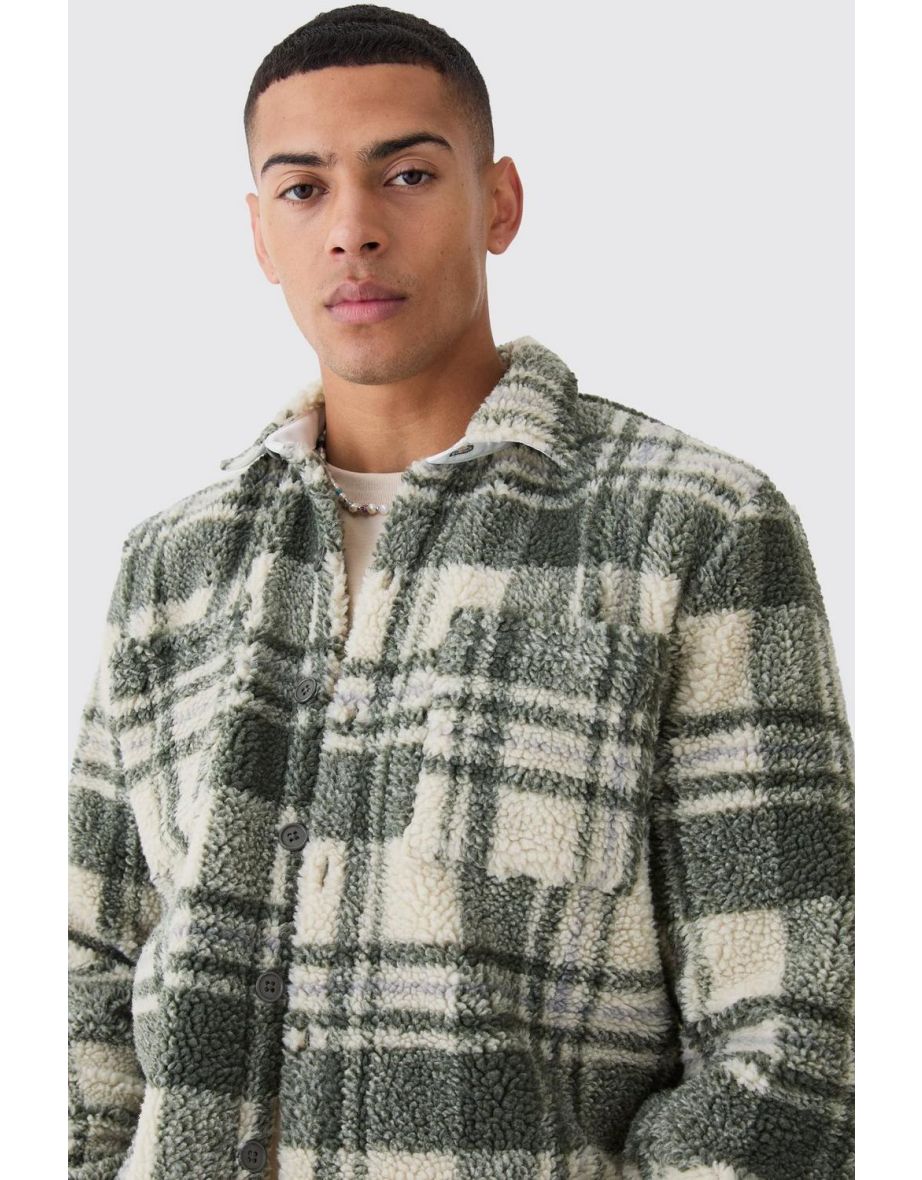 Borg Check Overshirt - green - 2
