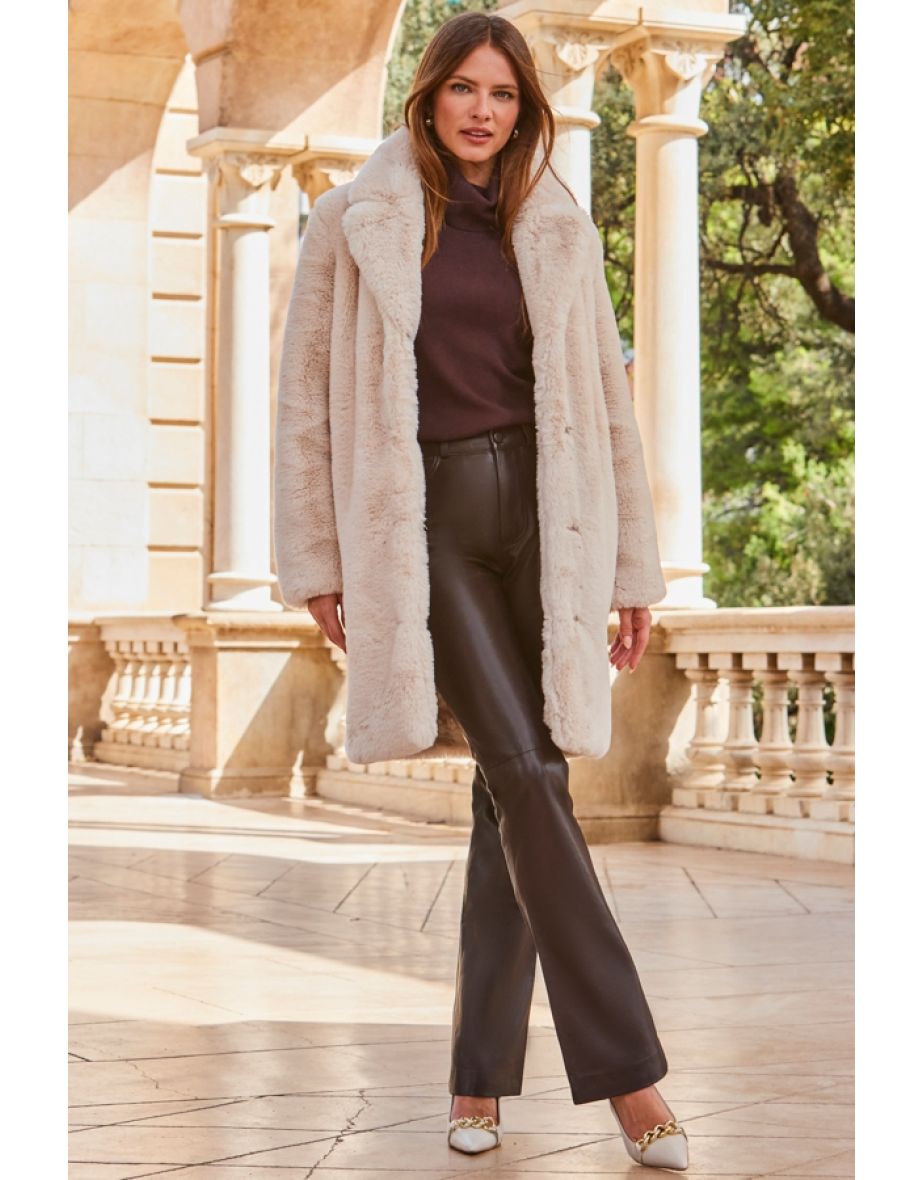 Cream Luxury Faux Fur Coat - 4