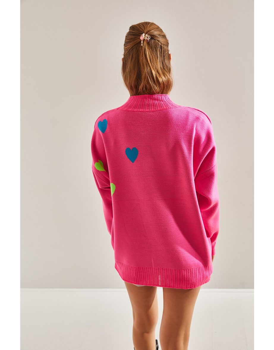 Women's Heart Embroidered Knitwear Sweater - 5