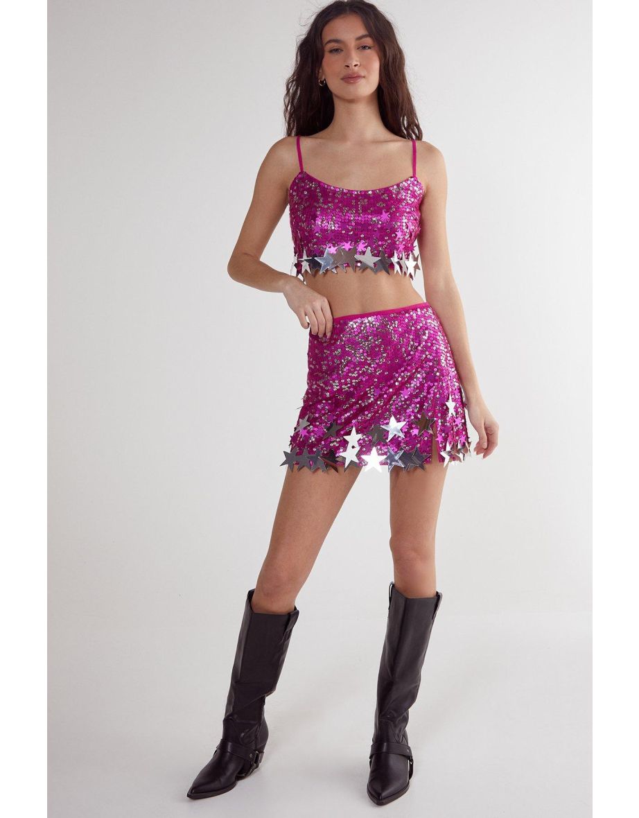Limited Embellished Star Trim Mini Skirt