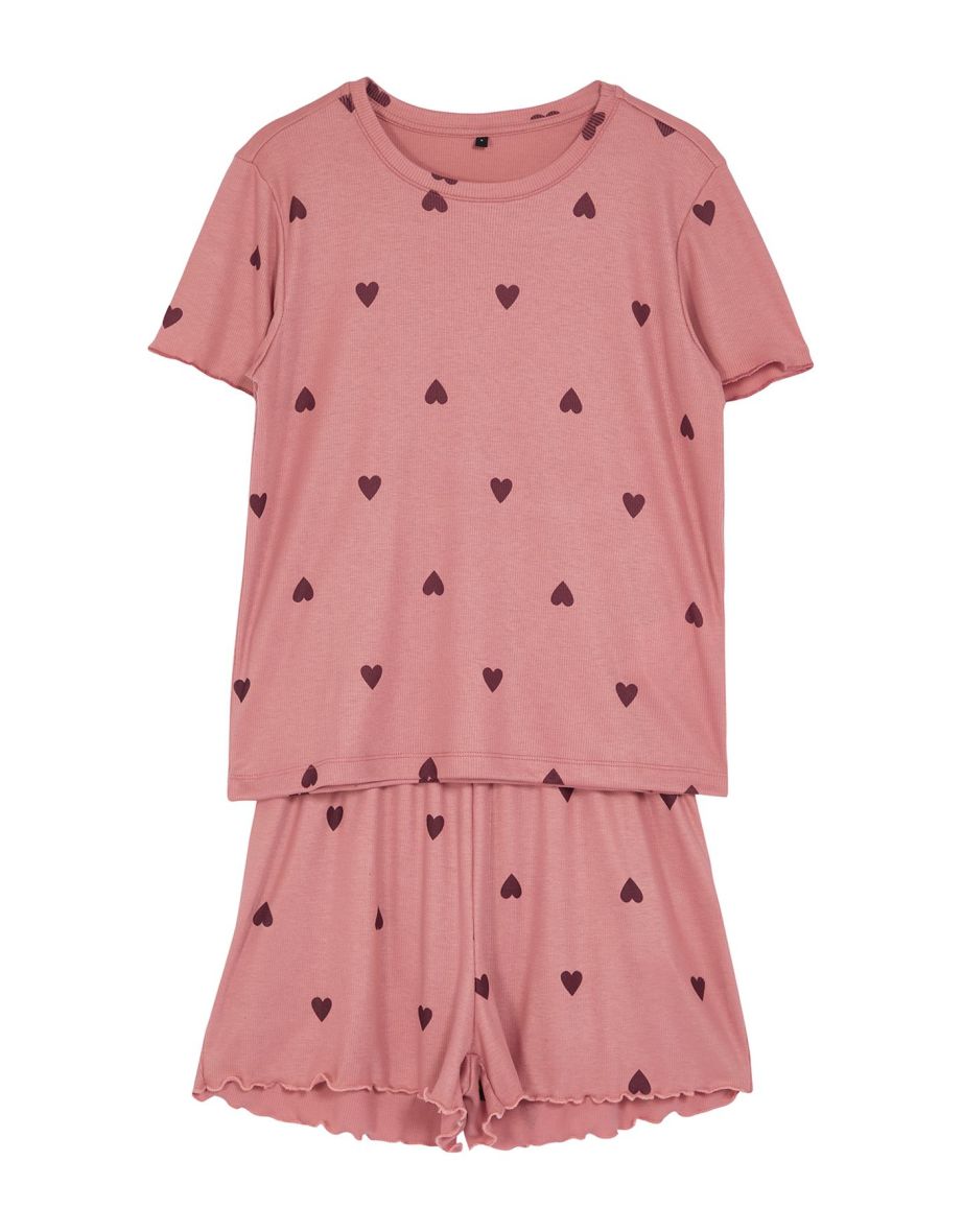 Dusty Rose Heart Camisole Knitted Pajama Set - 6