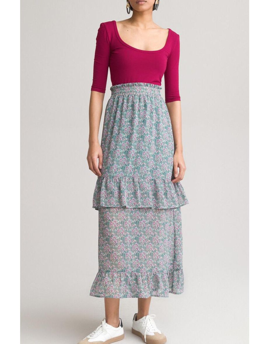 A-Line Maxi Skirt with Floral Prints