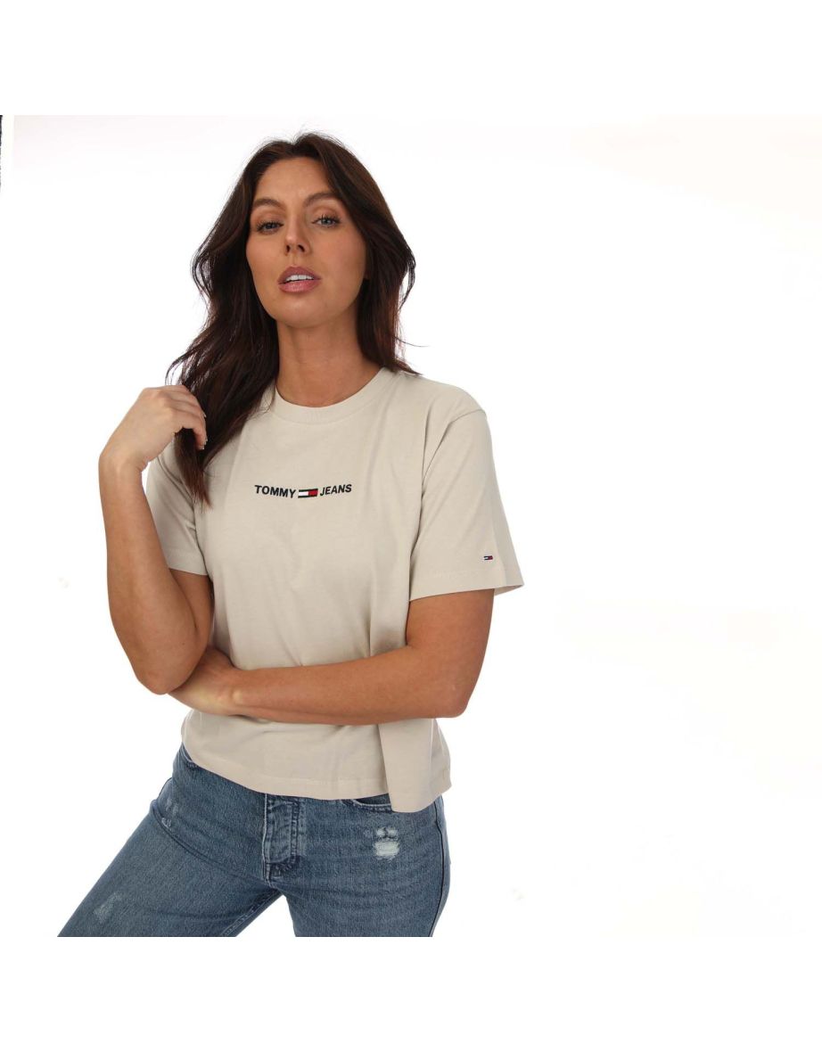 Women's Tommy Hilfiger Logo Embroidery Organic Cotton T-Shirt in Cream - 6