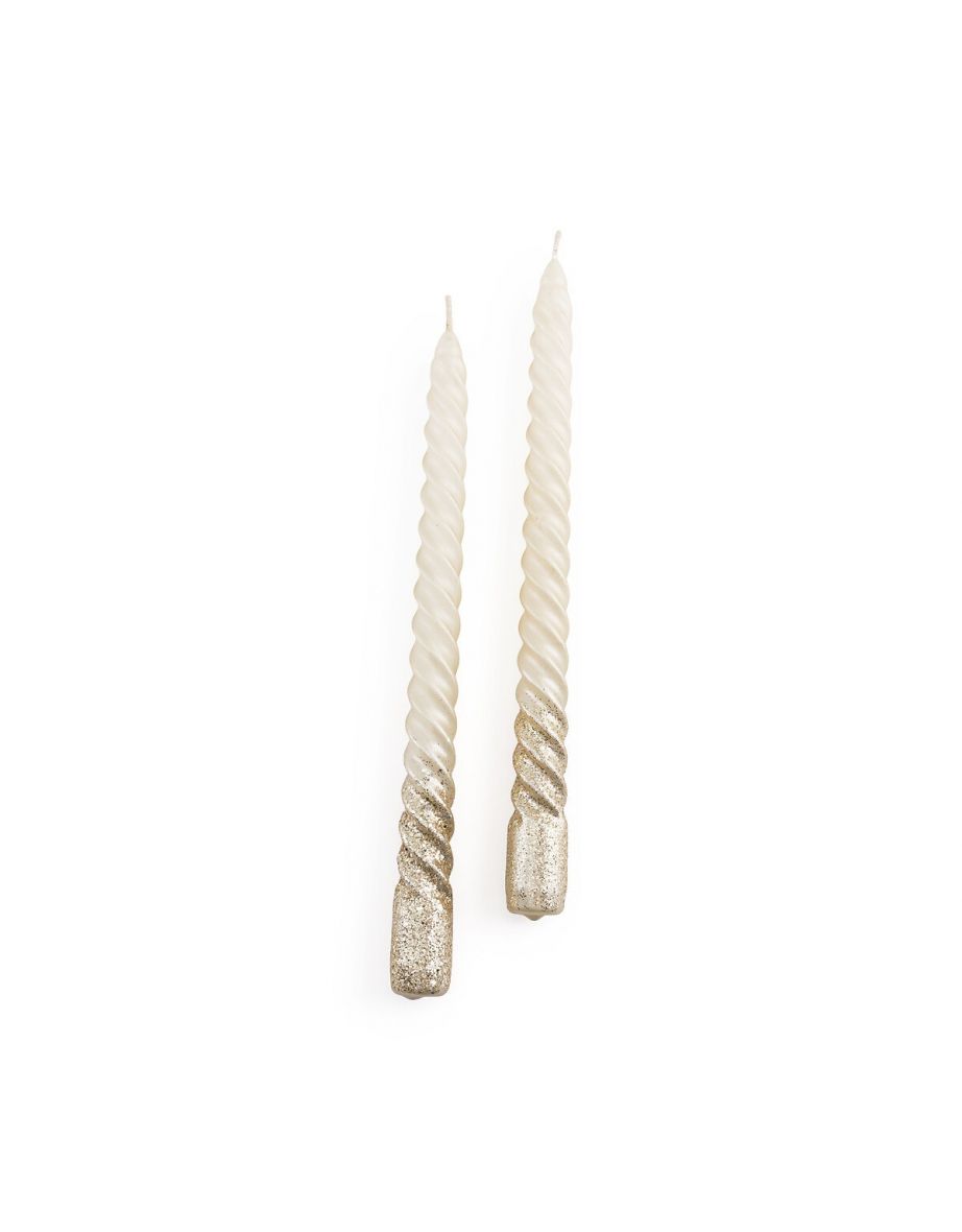 Set of 2 Caspar Glitter Twist Candles