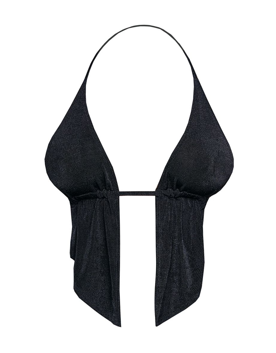 Shape Black Slinky Acetate Ruched Halterneck Top - 1