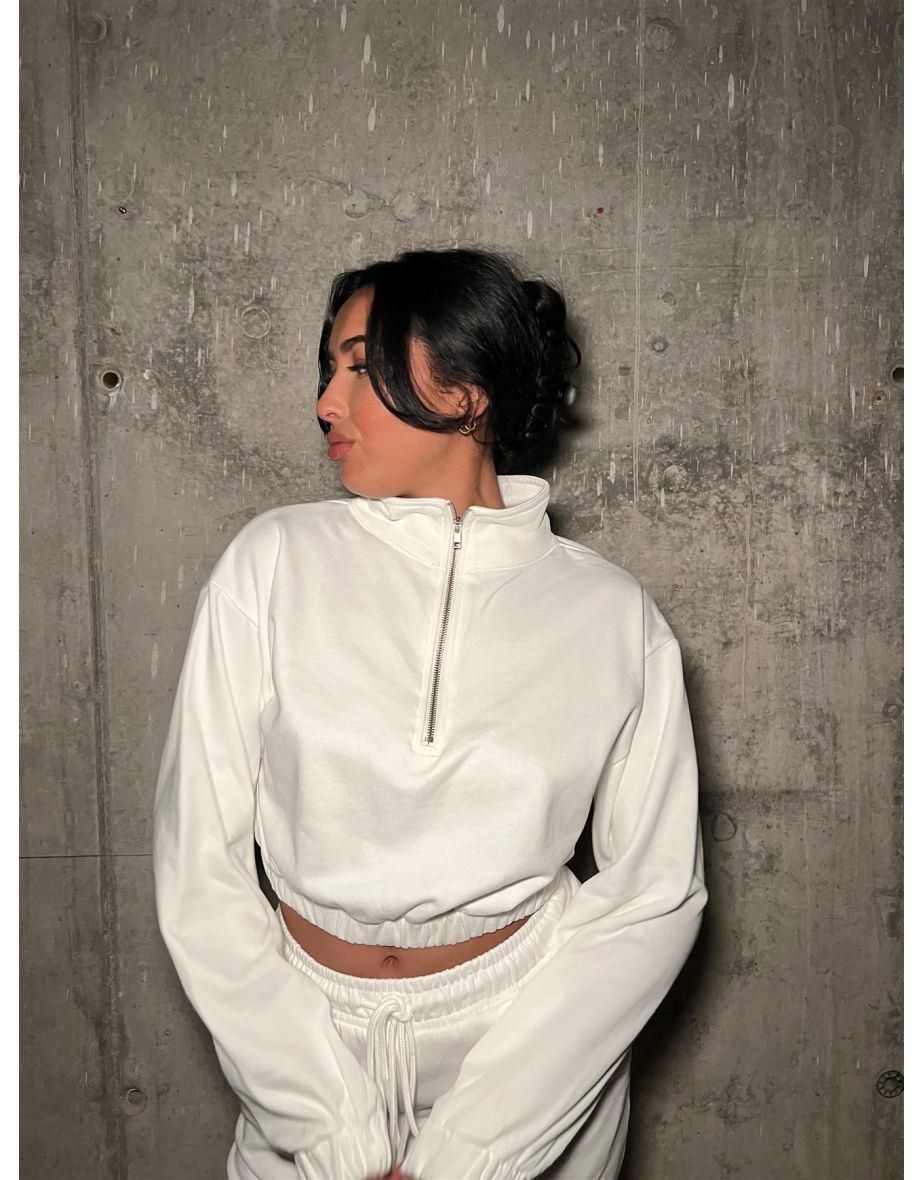 Off-White Half-Zip Sweatshirt - 5