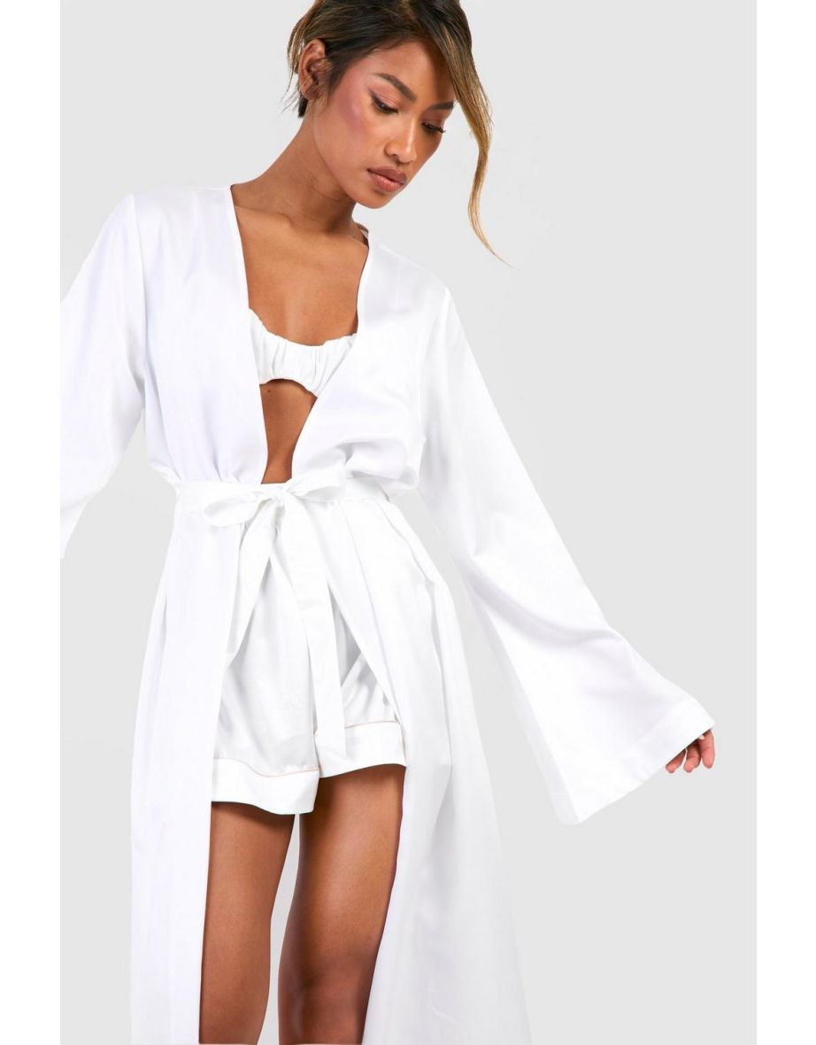 Bride Flare Sleeve Maxi Robe - cream - 3