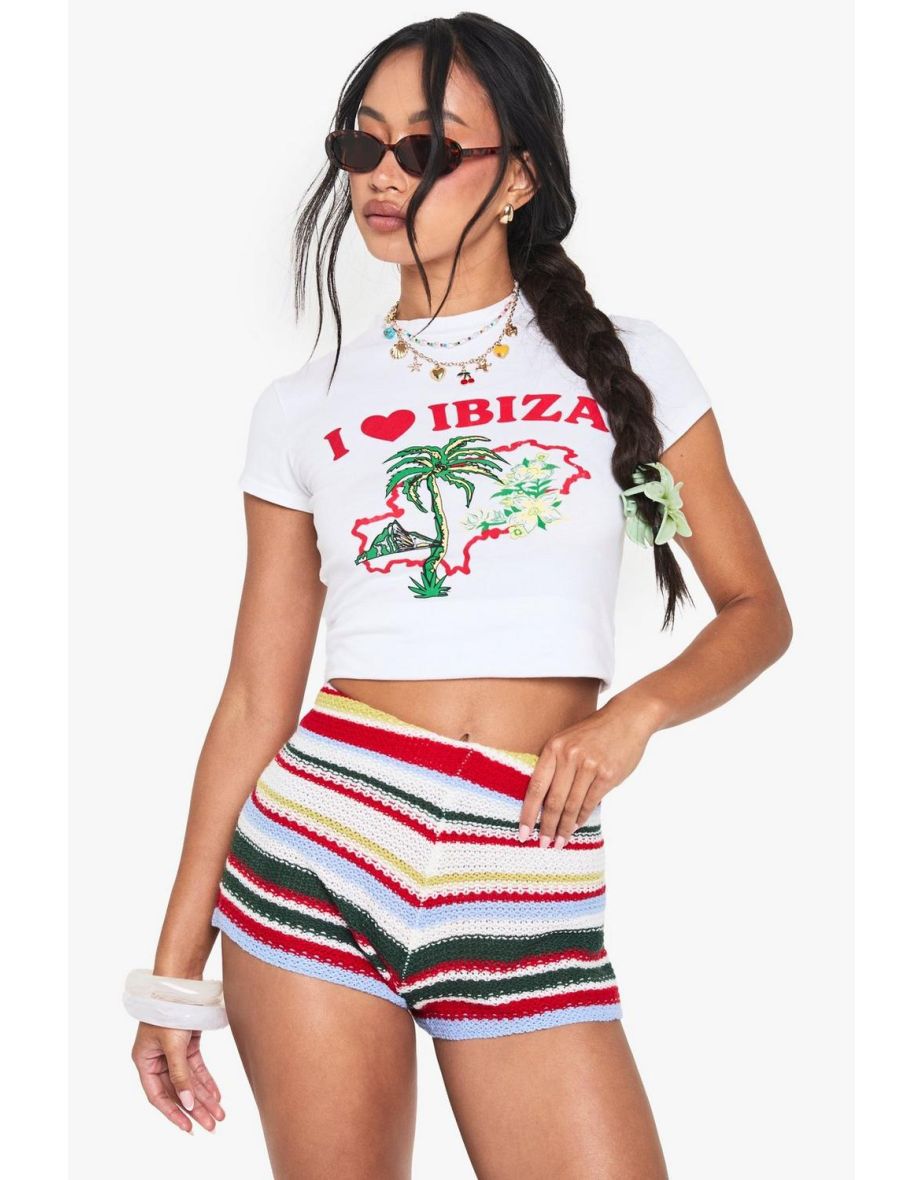 I love Ibiza Printed Fitted T-Shirt - white