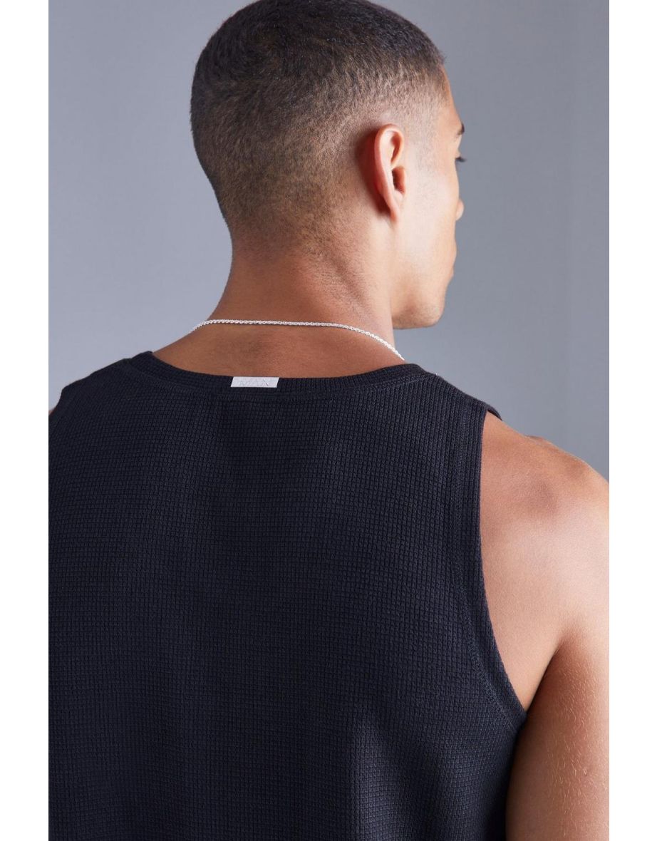 Core Waffle Scoop Neck Vest - black - 2