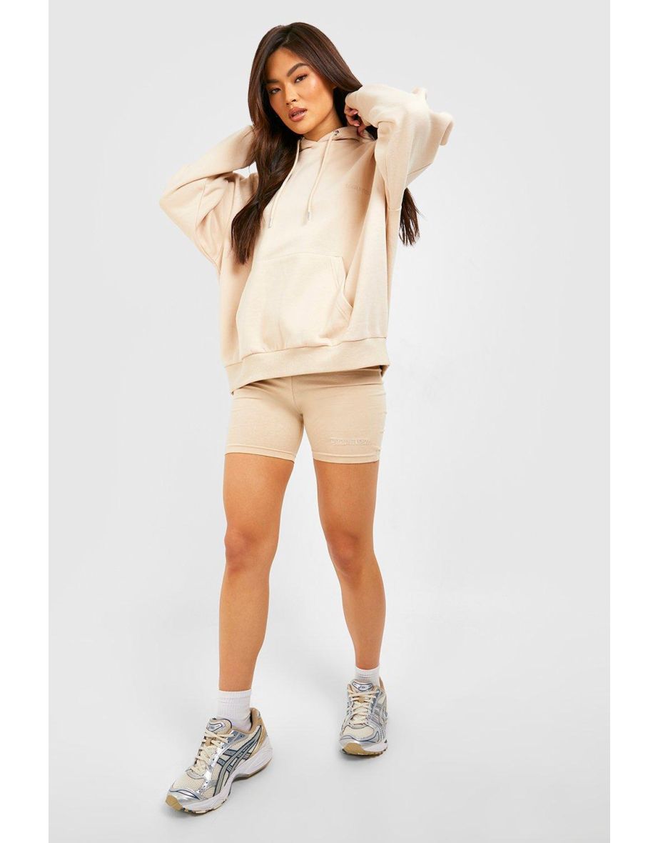 Shop Oversized Hoodie And Cycling Short Set stone Online in Bahrain VogaCloset