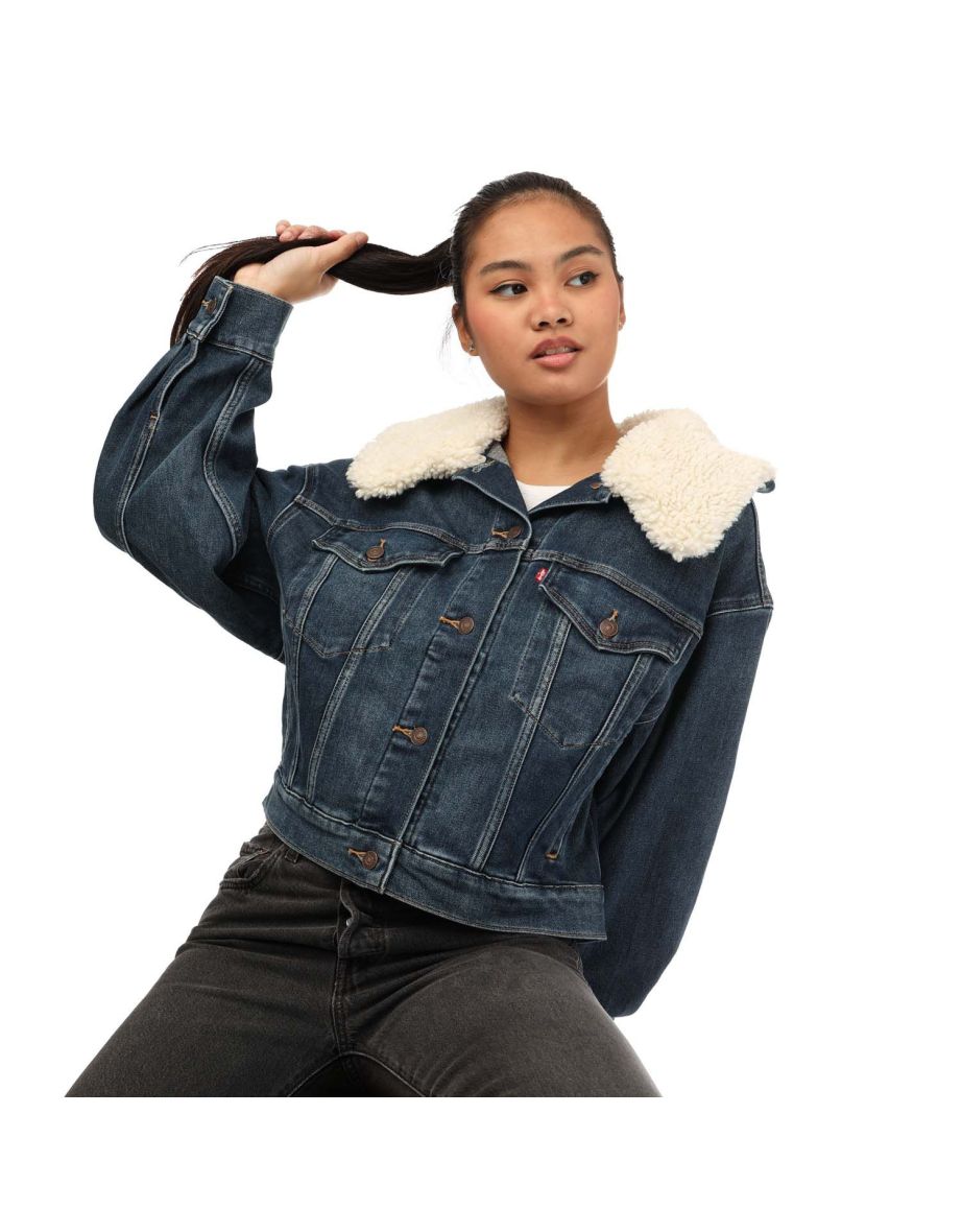 Women's Levis Baby Bubble Trucker Jacket in Blue - 3