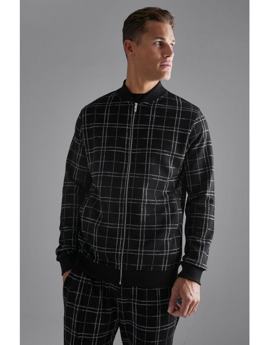Tall Smart Check Bomber Jacket - black