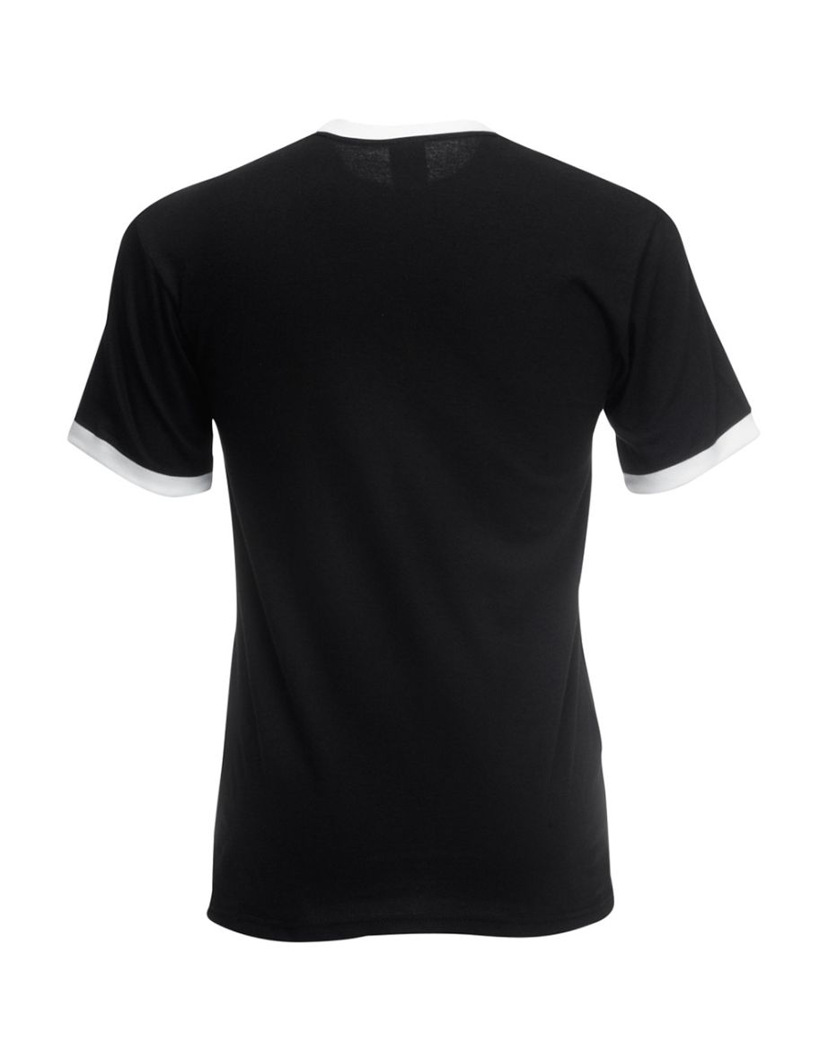 Fruit Of The Loom Mens Ringer Short Sleeve T-Shirt - Black/White - 1