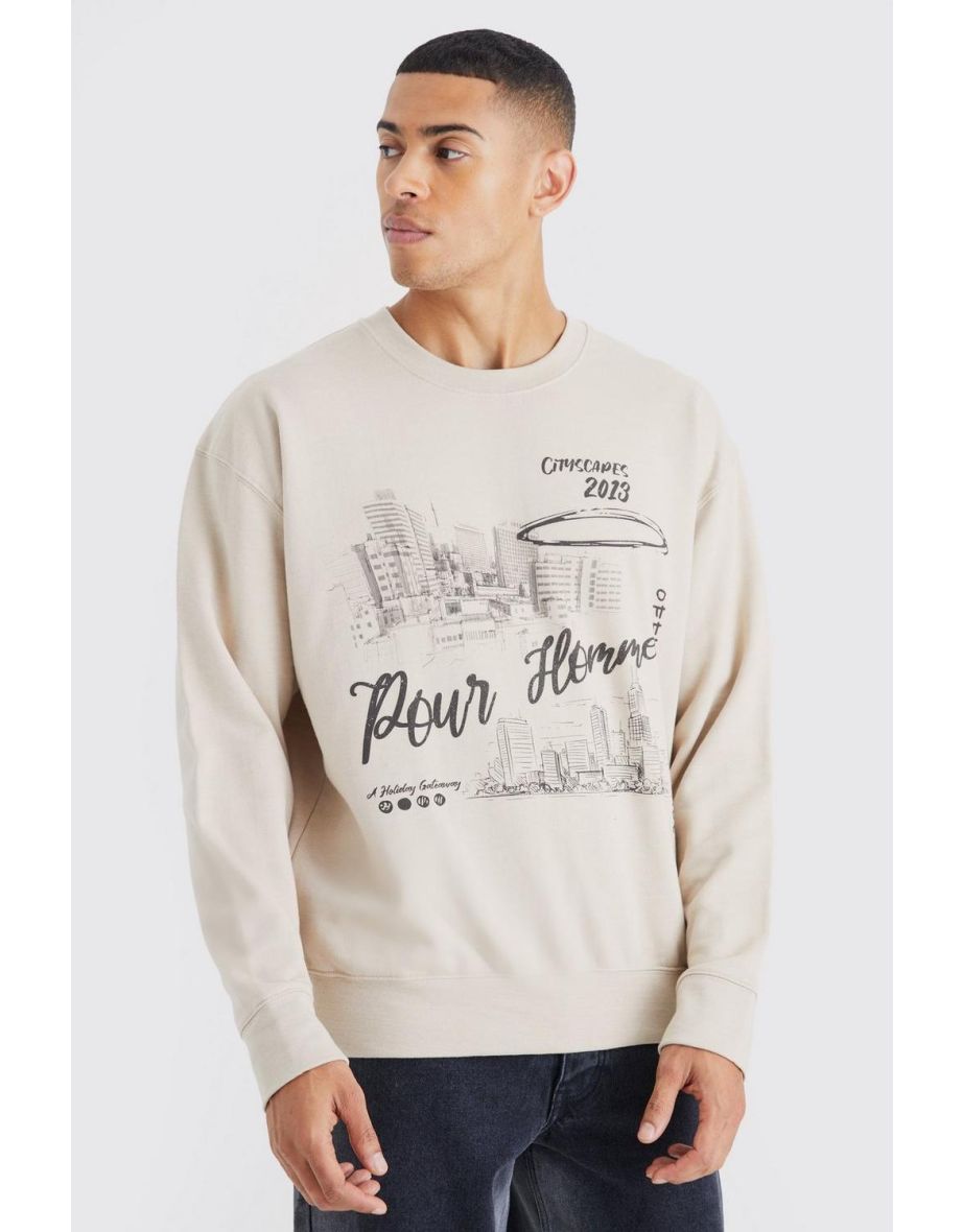 Oversized Pour Homme Skyscraper Sweatshirt - sand