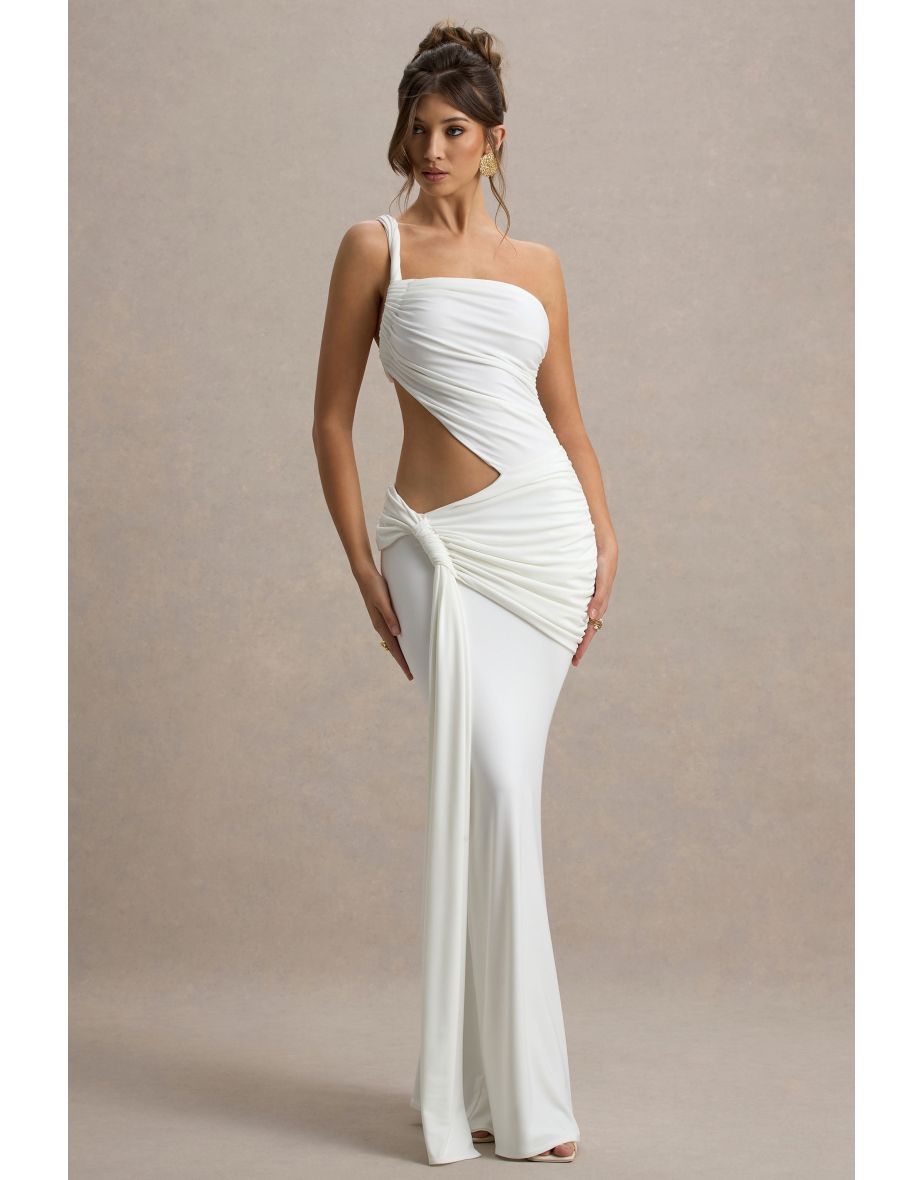 Giovanna | White Asymmetric Maxi Dress With Wrap Skirt - 5