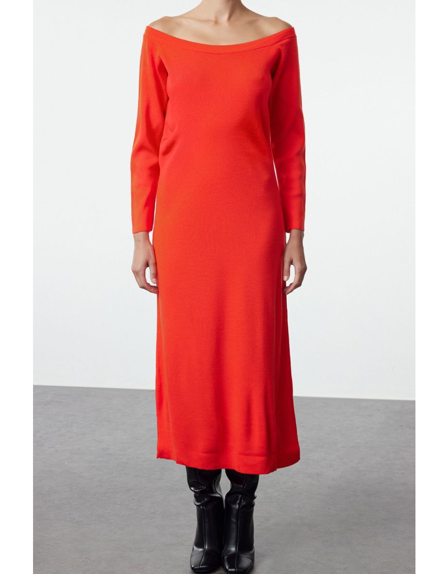 Maxi Knitwear Boat Neck Dress - 4