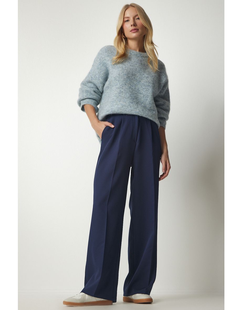 Buy Navy Blue Trousers & Pants for Women by DAEVISH Online | Ajio.com
