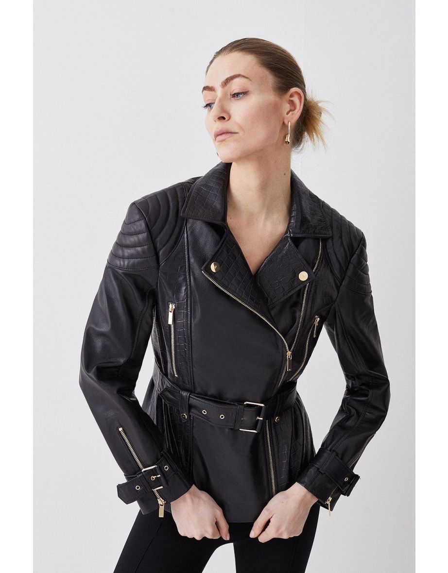 Karen millen leather sales jacket sale