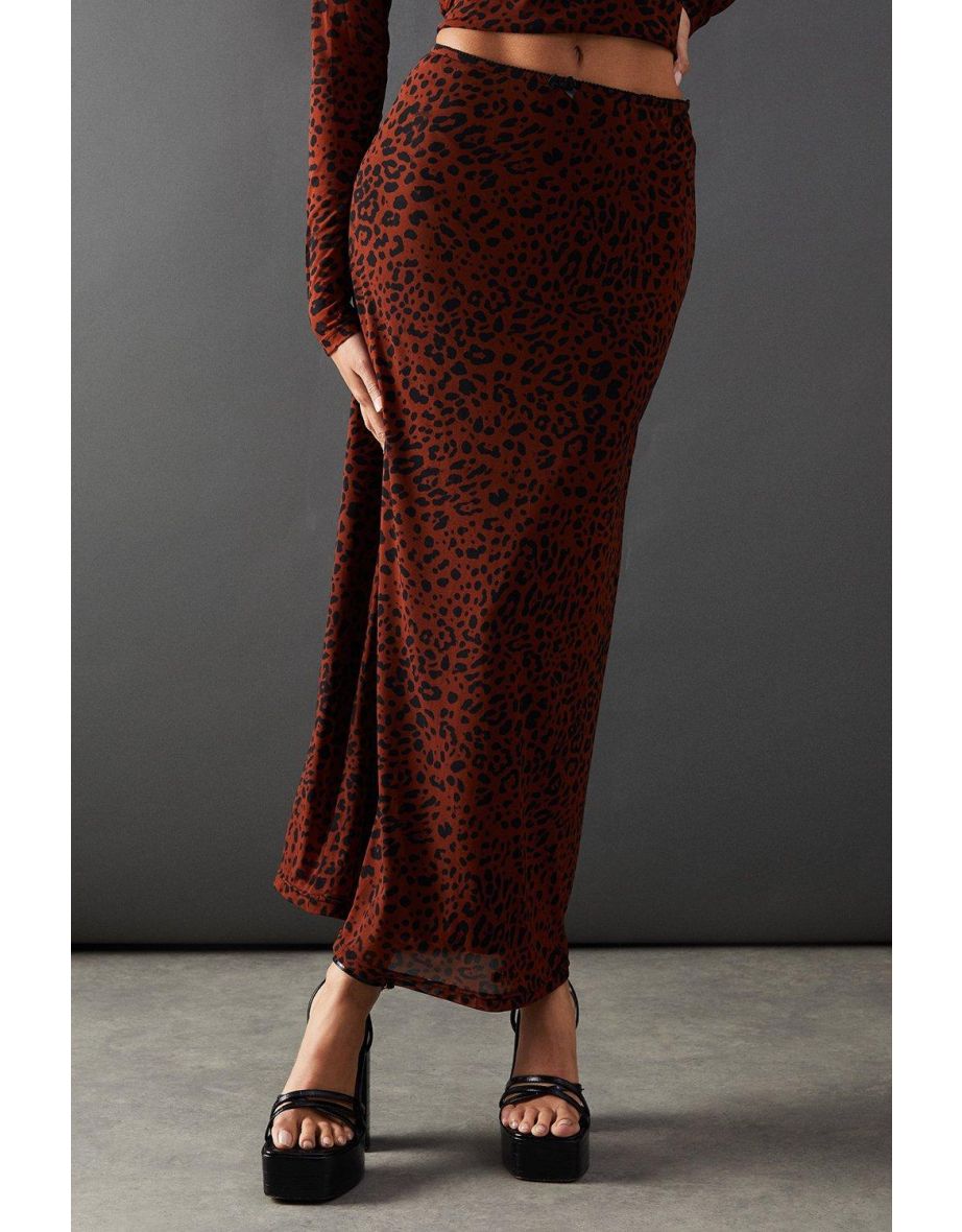 Mesh Bow Detail Midi Skirt