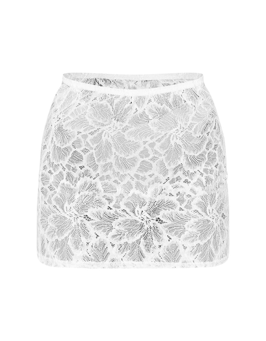 White Lace Sheer Micro Mini Skirt - 5
