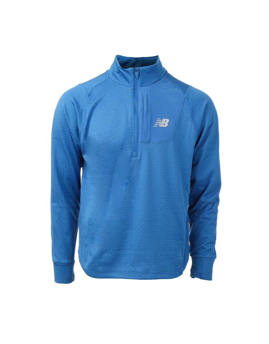 Shop Men s New Balance NB Heat Grid Half Zip Top in Blue Online in Qatar VogaCloset