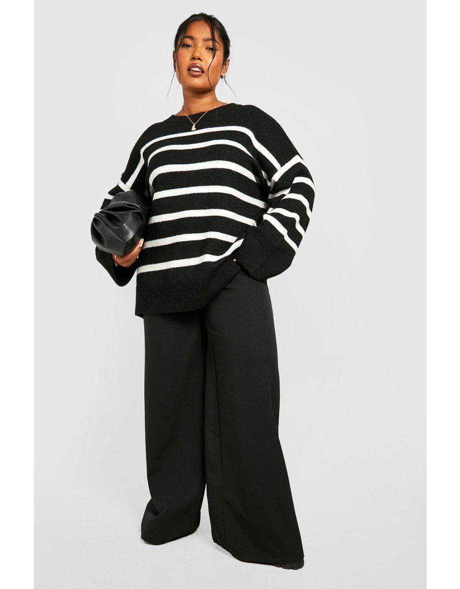 Plus Soft Knit Oversized Jumper - black