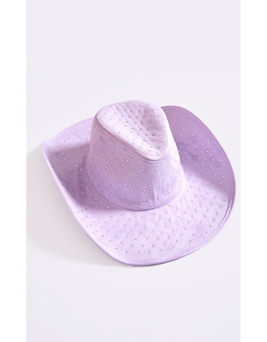 Purple Diamante Western Hat