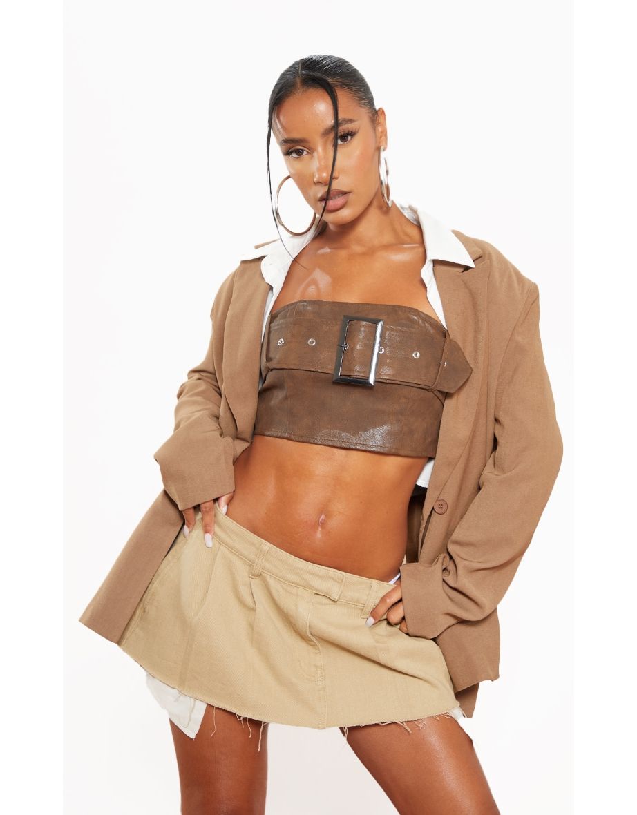 Leather buckle crop on sale top