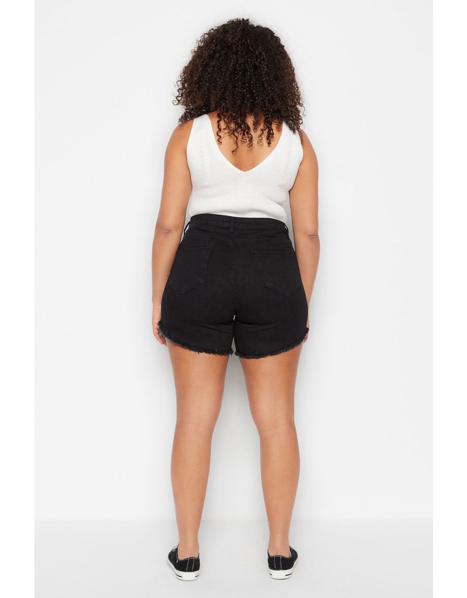 Plus Size Shorts & Bermuda - Black - High Waist - 5